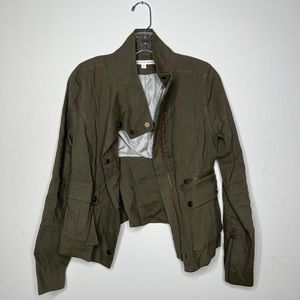 Veronica Beard Everglade Lightweight Funnel Neck Utility Jacket Army Green, 4